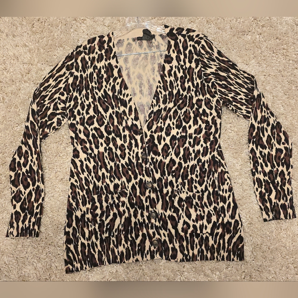 Womens XL Grace Elements Leopard Cardigan